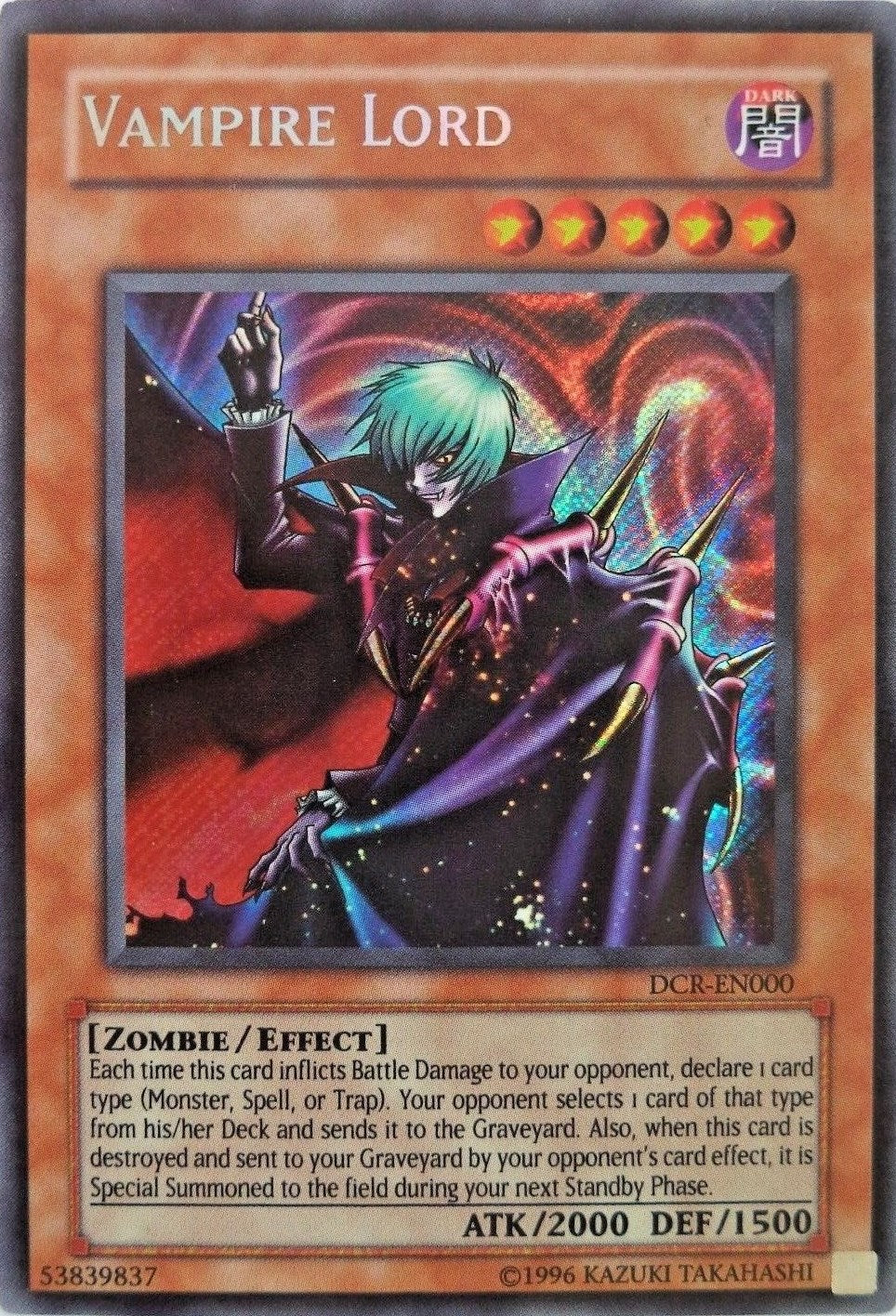 Vampire Lord [DCR-EN000] Secret Rare | Exor Games New Glasgow