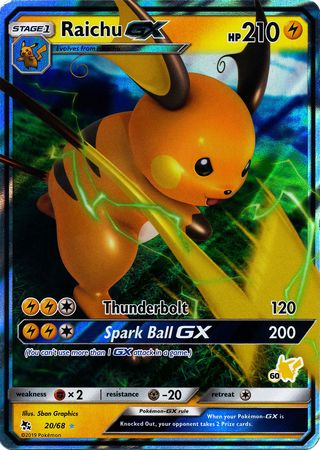 Raichu GX (20/68) (Pikachu Stamp #60) [Battle Academy 2020] | Exor Games New Glasgow