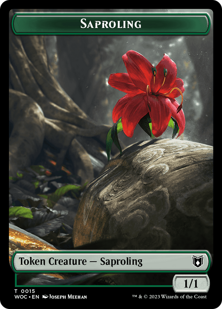 Faerie // Saproling Double-Sided Token [Wilds of Eldraine Commander Tokens] | Exor Games New Glasgow