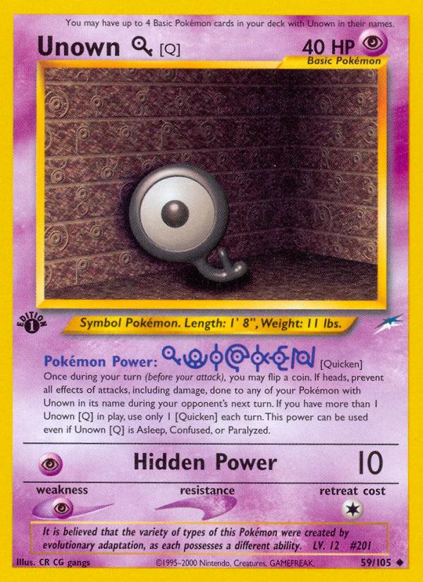 Unown [Q] (59/105) [Neo Destiny 1st Edition] | Exor Games New Glasgow