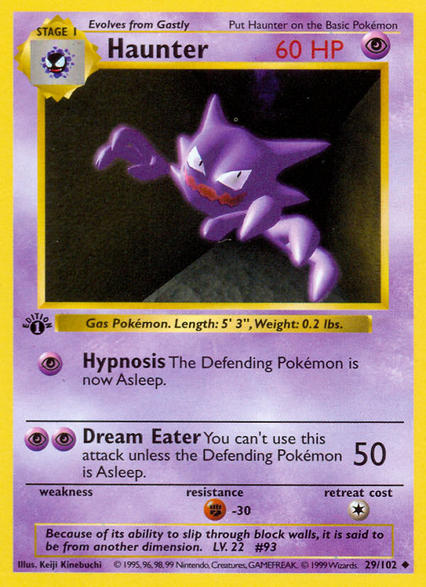 Haunter (29/102) (Shadowless) [Base Set 1st Edition] | Exor Games New Glasgow