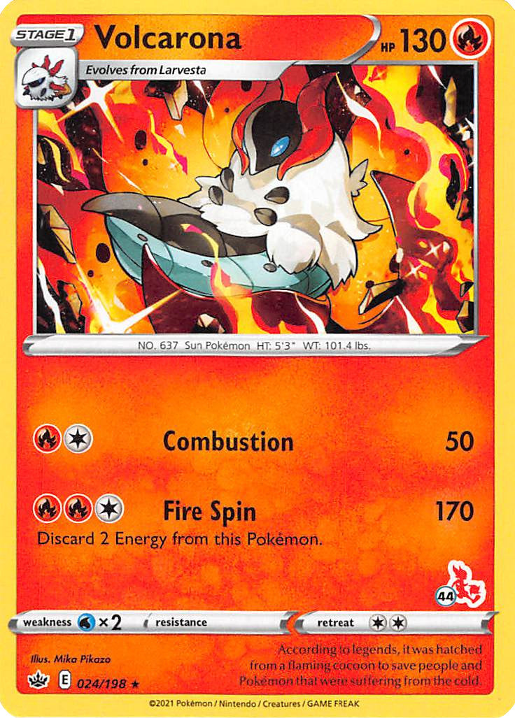 Volcarona (24/198) (Cinderace Stamp #44) [Battle Academy 2022] | Exor Games New Glasgow