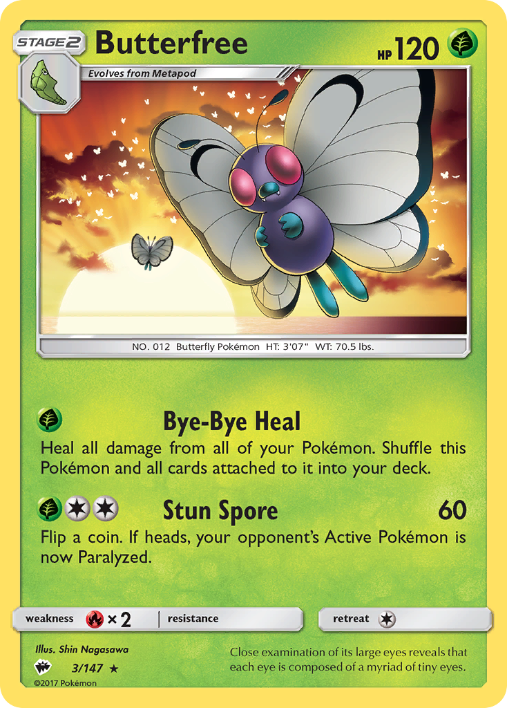 Butterfree (3/147) [Sun & Moon: Burning Shadows] | Exor Games New Glasgow