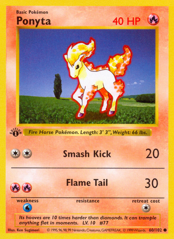 Ponyta (60/102) (Shadowless) [Base Set 1st Edition] | Exor Games New Glasgow