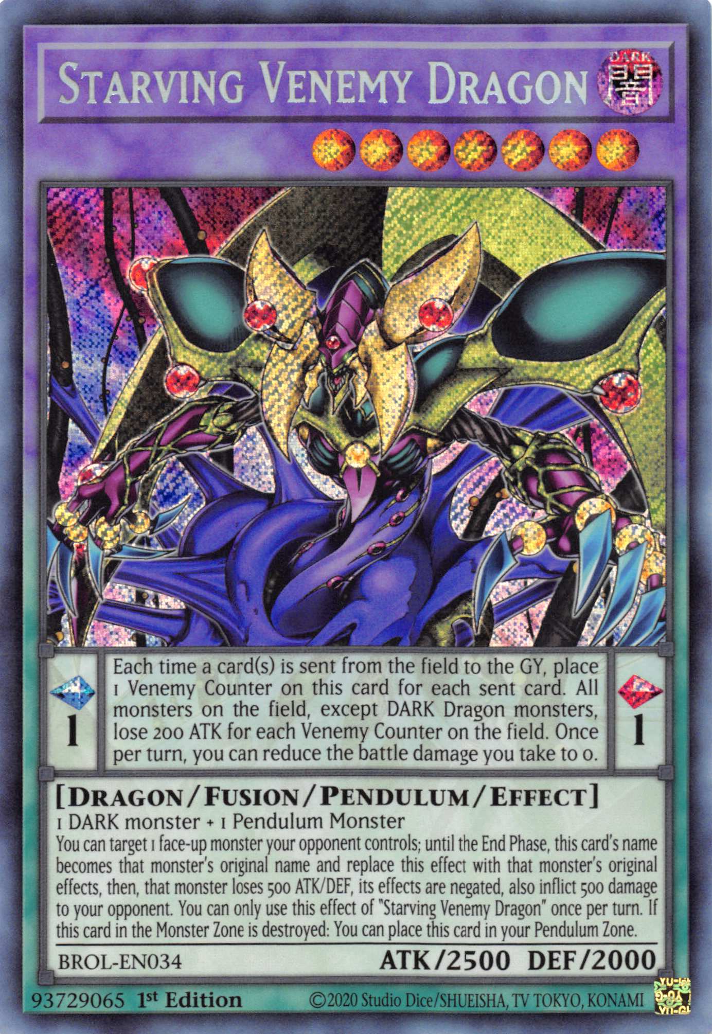 Starving Venemy Dragon [BROL-EN034] Secret Rare | Exor Games New Glasgow