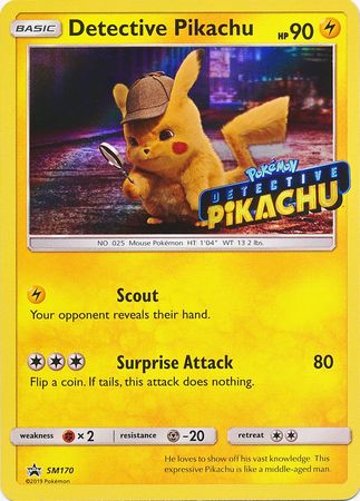 Detective Pikachu (SM170) (Detective Pikachu Stamped) [Sun & Moon: Black Star Promos] | Exor Games New Glasgow