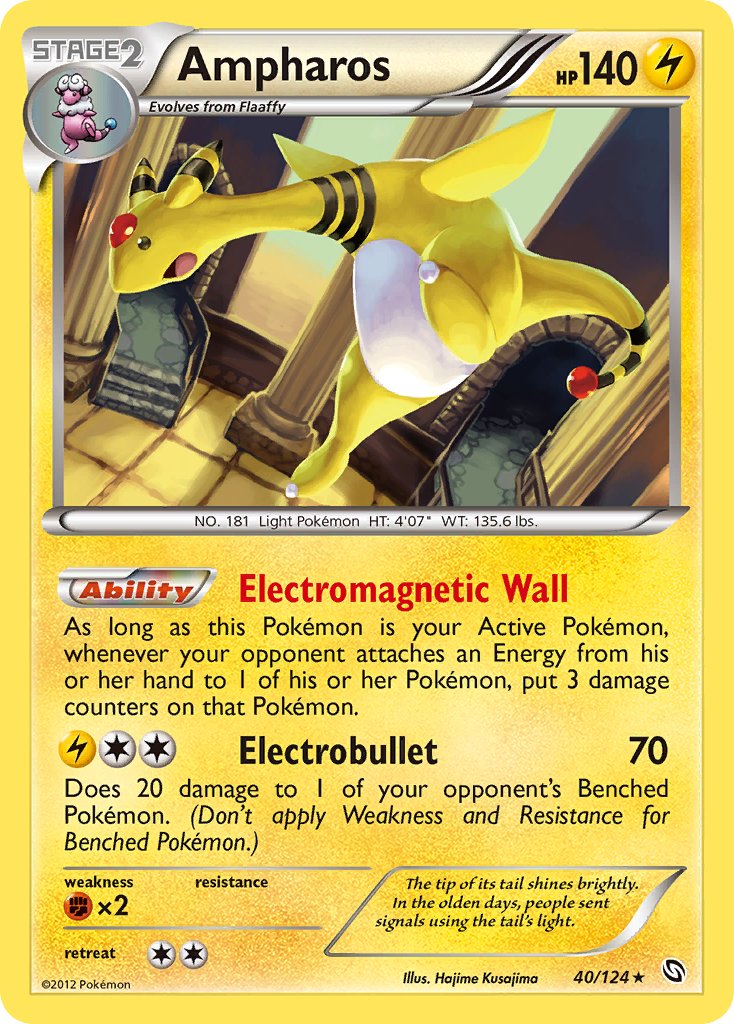 Ampharos (40/124) (Cosmos Holo) (Blister Exclusive) [Black & White: Dragons Exalted] | Exor Games New Glasgow