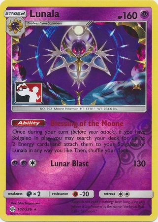 Lunala (102/236) (Pokemon Club Special Print) [Sun & Moon: Cosmic Eclipse] | Exor Games New Glasgow