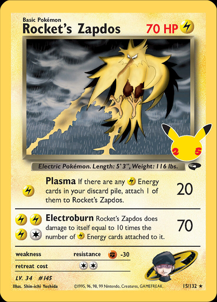 Rocket's Zapdos (15/132) [Celebrations: 25th Anniversary - Classic Collection] | Exor Games New Glasgow