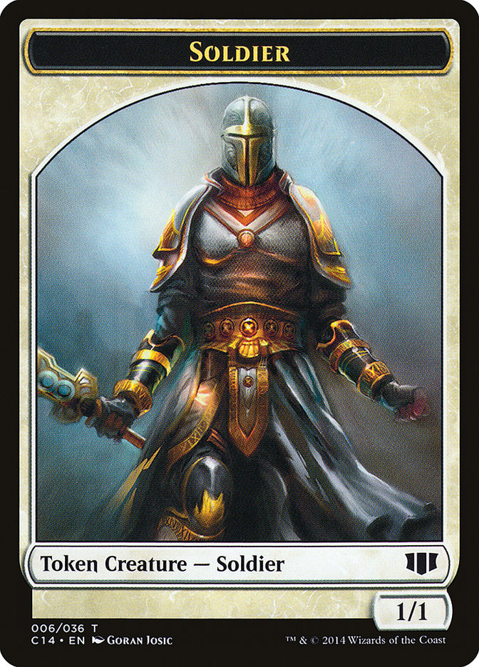 Soldier // Spirit Double-sided Token [Commander 2014 Tokens] | Exor Games New Glasgow