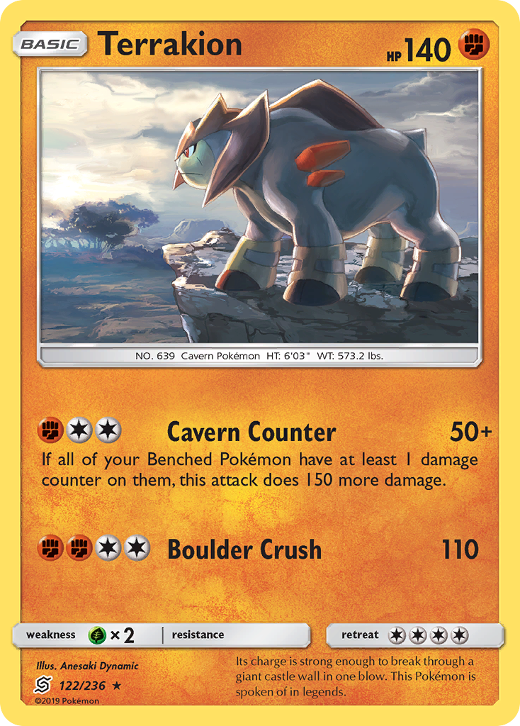 Terrakion (122/236) [Sun & Moon: Unified Minds] | Exor Games New Glasgow