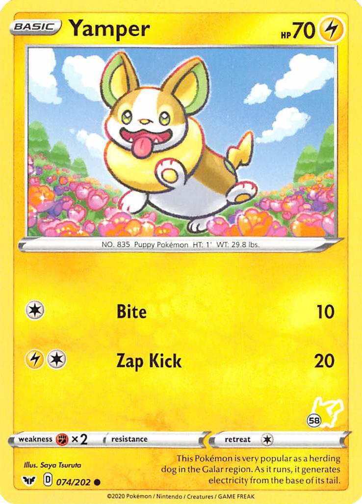 Yamper (074/202) (Pikachu Stamp #58) [Battle Academy 2022] | Exor Games New Glasgow