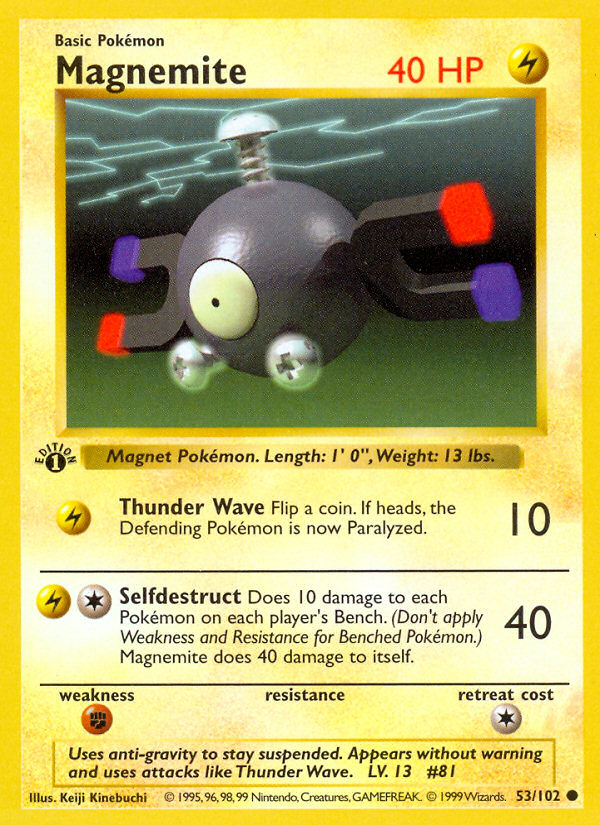 Magnemite (53/102) (Shadowless) [Base Set 1st Edition] | Exor Games New Glasgow