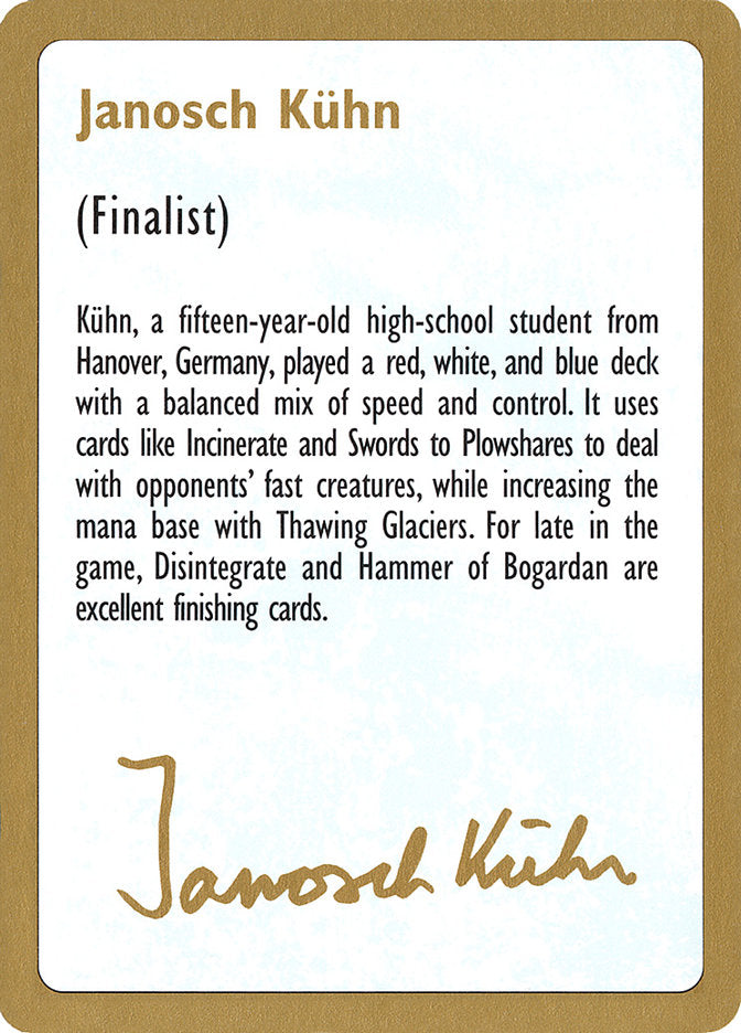 Janosch Kühn Bio [World Championship Decks 1997] | Exor Games New Glasgow