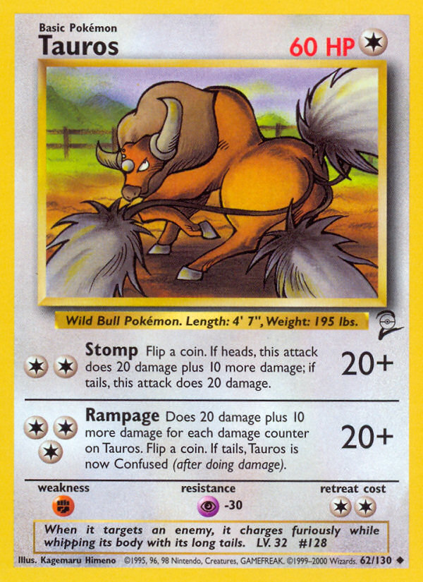 Tauros (62/130) [Base Set 2] | Exor Games New Glasgow