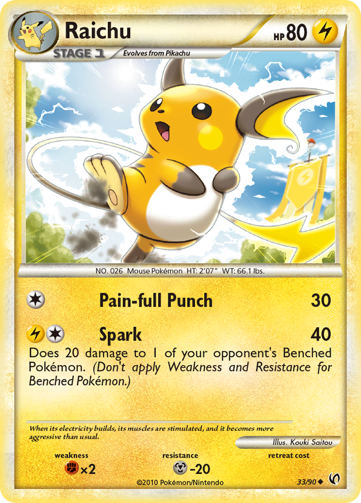 Raichu (33/90) [HeartGold & SoulSilver: Undaunted] | Exor Games New Glasgow