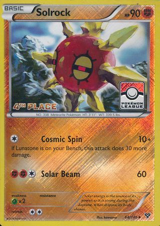 Solrock (64/146) (4th Place League Challenge Promo) [XY: Base Set] | Exor Games New Glasgow