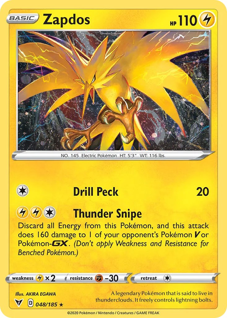 Zapdos (048/185) (Cosmos Holo) [Sword & Shield: Vivid Voltage] | Exor Games New Glasgow