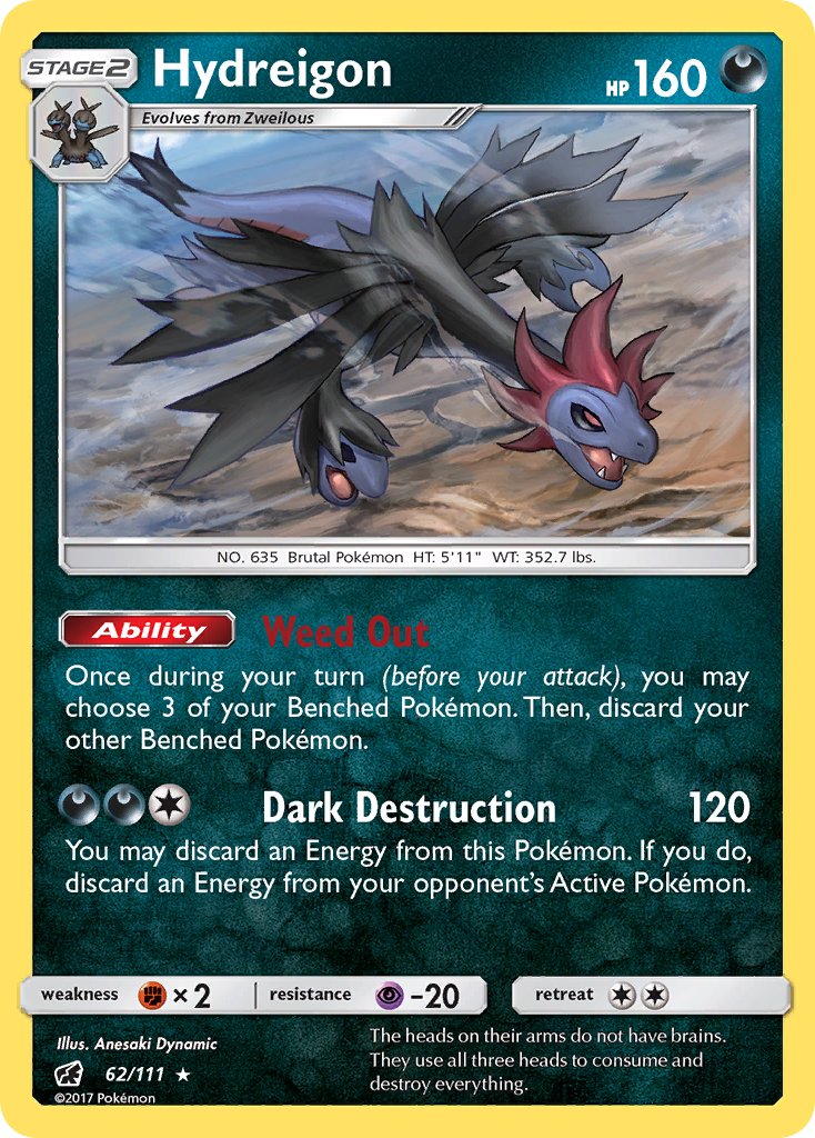 Hydreigon (62/111) (Cracked Ice Holo) (Theme Deck Exclusive) [Sun & Moon: Crimson Invasion] | Exor Games New Glasgow