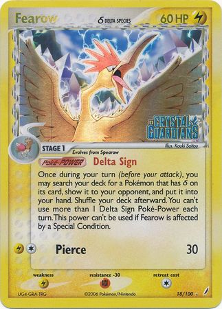 Fearow (18/100) (Delta Species) (Stamped) [EX: Crystal Guardians] | Exor Games New Glasgow