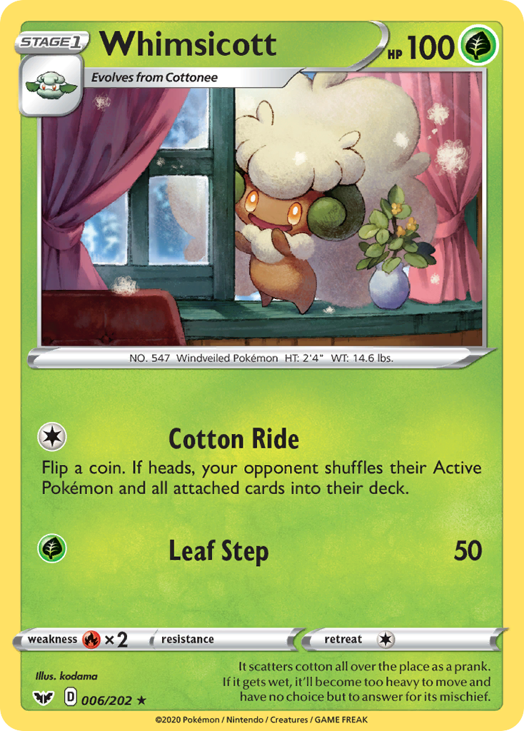 Whimsicott (006/202) [Sword & Shield: Base Set] | Exor Games New Glasgow