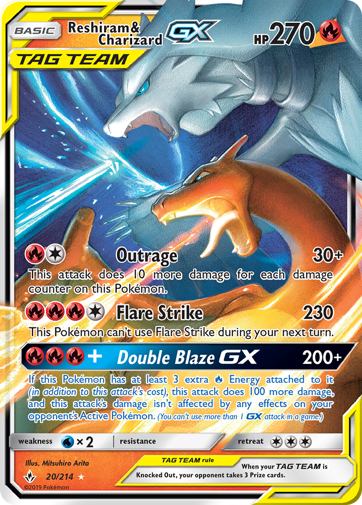 Reshiram & Charizard GX (20/214) [Sun & Moon: Unbroken Bonds] | Exor Games New Glasgow