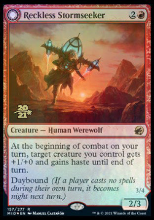 Reckless Stormseeker // Storm-Charged Slasher [Innistrad: Midnight Hunt Prerelease Promos] | Exor Games New Glasgow