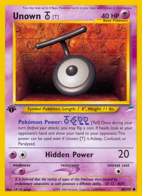 Unown [T] (88/105) [Neo Destiny 1st Edition] | Exor Games New Glasgow