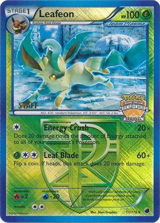 Leafeon (11/116) (Regional Championship Promo Staff) [Black & White: Plasma Freeze] | Exor Games New Glasgow