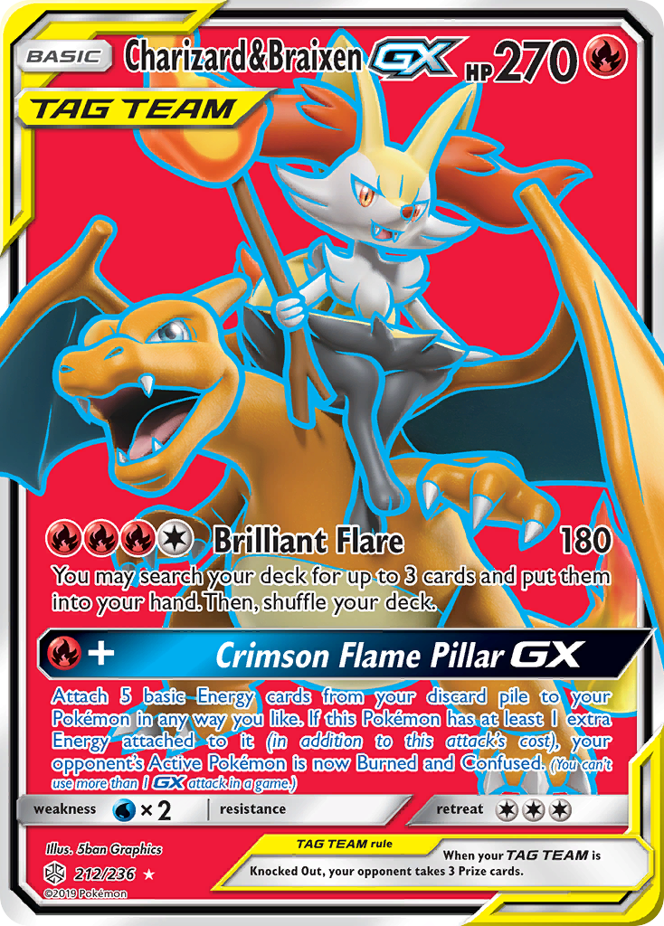 Charizard & Braixen GX (212/236) [Sun & Moon: Cosmic Eclipse] | Exor Games New Glasgow