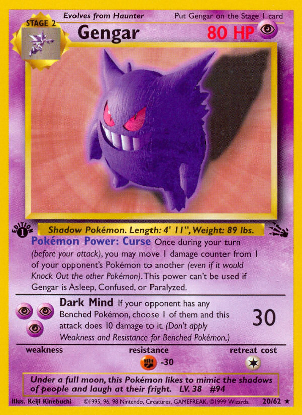 Gengar (20/62) [Fossil 1st Edition] | Exor Games New Glasgow