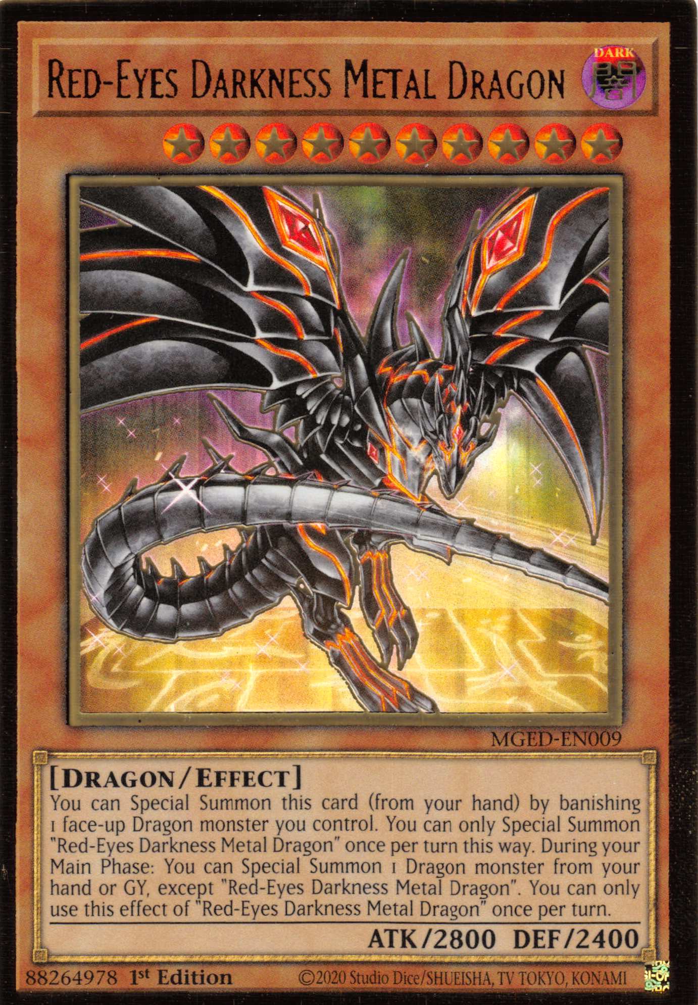 Red-Eyes Darkness Metal Dragon (Alternate Art) [MGED-EN009] Gold Rare | Exor Games New Glasgow