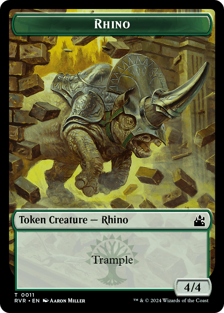 Bird // Rhino Double-Sided Token [Ravnica Remastered Tokens] | Exor Games New Glasgow