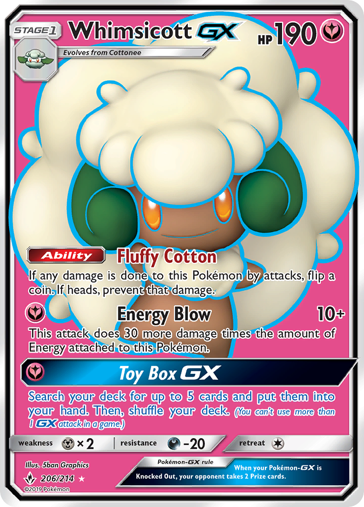 Whimsicott GX (206/214) [Sun & Moon: Unbroken Bonds] | Exor Games New Glasgow