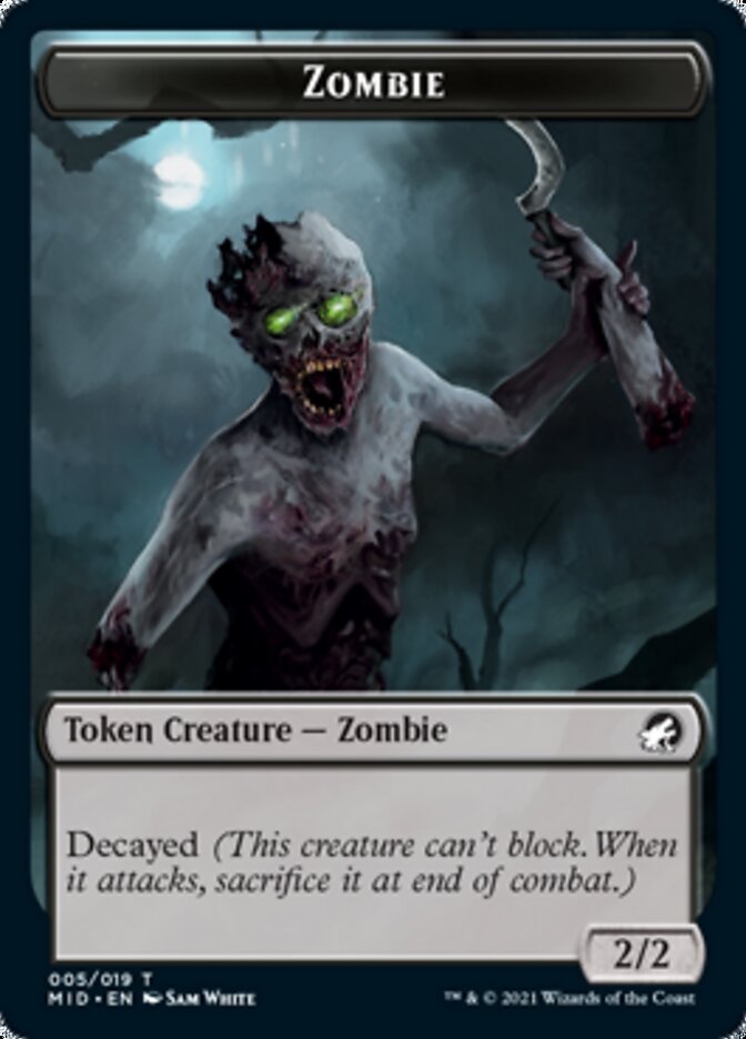 Zombie (005) // Wrenn and Seven Emblem Double-sided Token [Innistrad: Midnight Hunt Tokens] | Exor Games New Glasgow