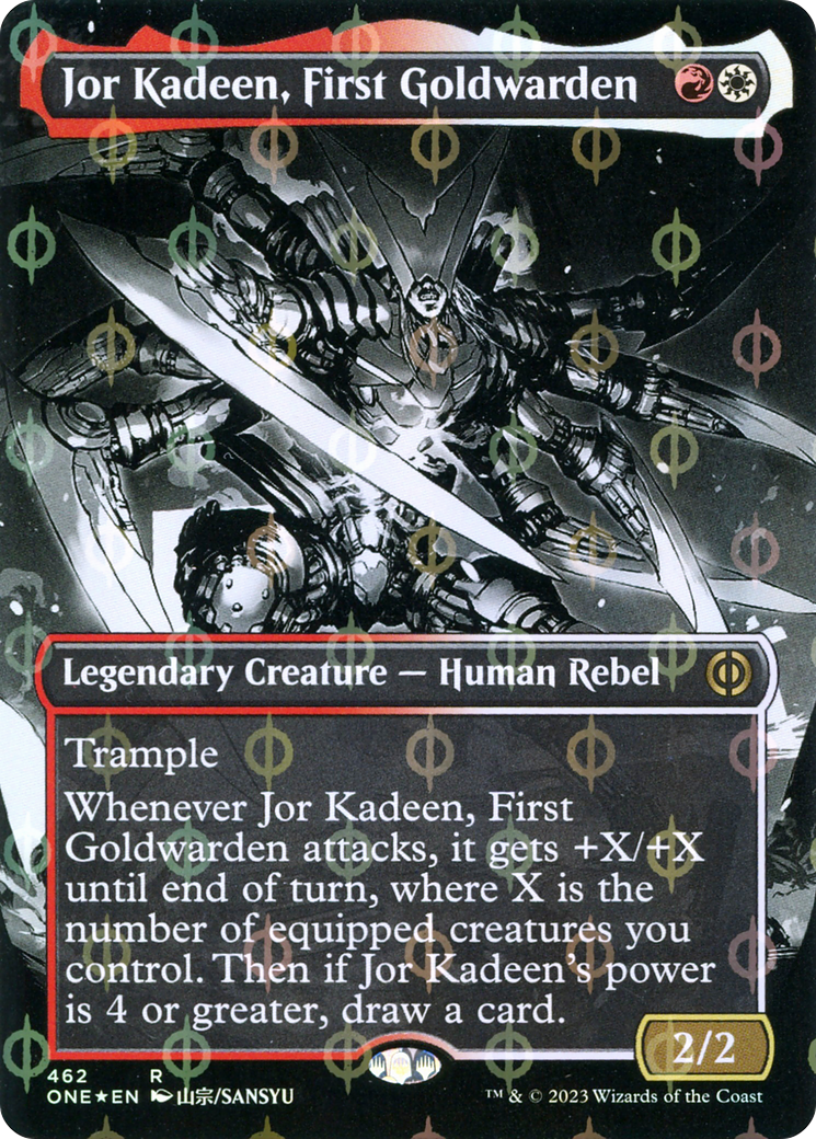 Jor Kadeen, First Goldwarden (Borderless Manga Step-and-Compleat Foil) [Phyrexia: All Will Be One] | Exor Games New Glasgow