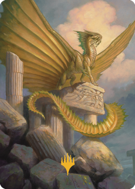 Ancient Gold Dragon Art Card (05) (Gold-Stamped Signature) [Commander Legends: Battle for Baldur's Gate Art Series] | Exor Games New Glasgow