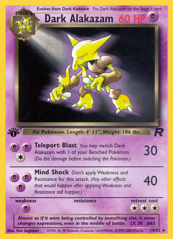 Dark Alakazam (18/82) [Team Rocket 1st Edition] | Exor Games New Glasgow