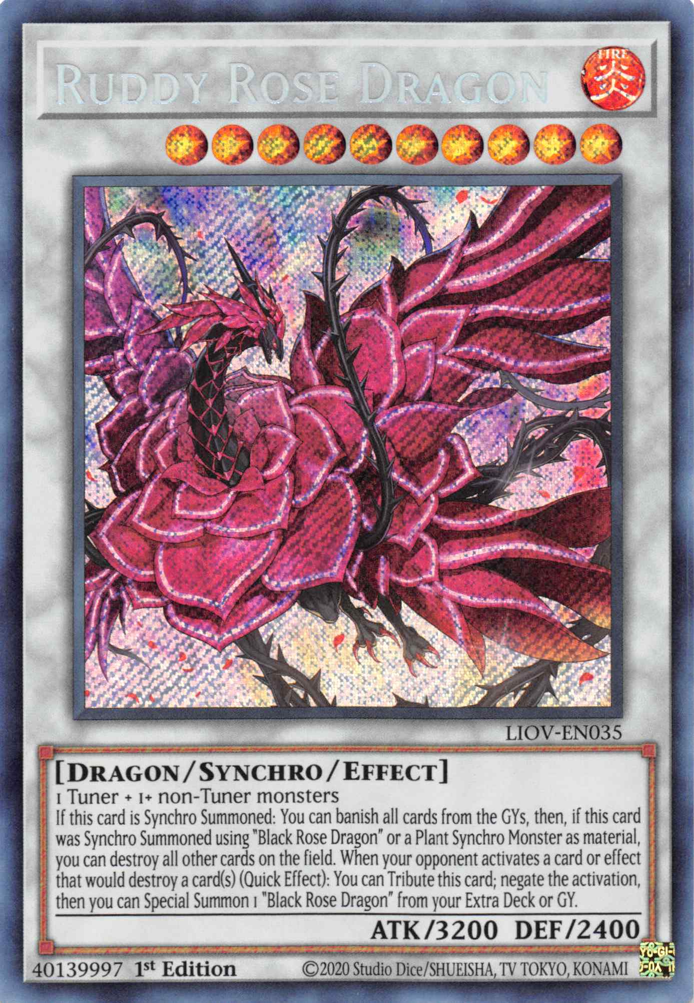 Ruddy Rose Dragon [LIOV-EN035] Secret Rare | Exor Games New Glasgow