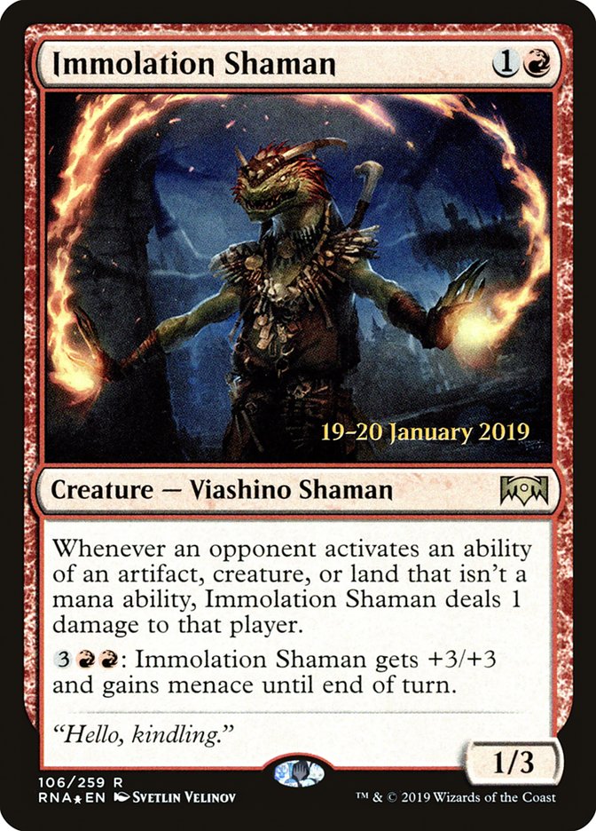 Immolation Shaman [Ravnica Allegiance Prerelease Promos] | Exor Games New Glasgow