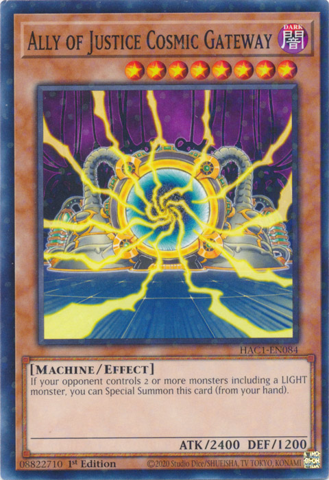 Ally of Justice Cosmic Gateway (Duel Terminal) [HAC1-EN084] Parallel Rare | Exor Games New Glasgow