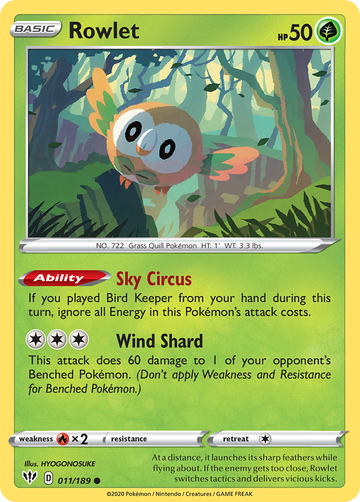 Rowlet (011/189) [Sword & Shield: Darkness Ablaze] | Exor Games New Glasgow