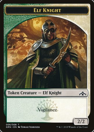 Elf Knight Token [Guilds of Ravnica Tokens] | Exor Games New Glasgow