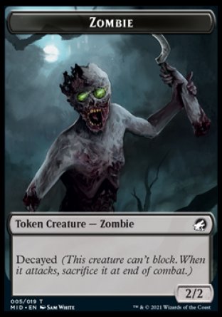 Zombie (005) // Elemental Double-sided Token [Innistrad: Midnight Hunt Tokens] | Exor Games New Glasgow