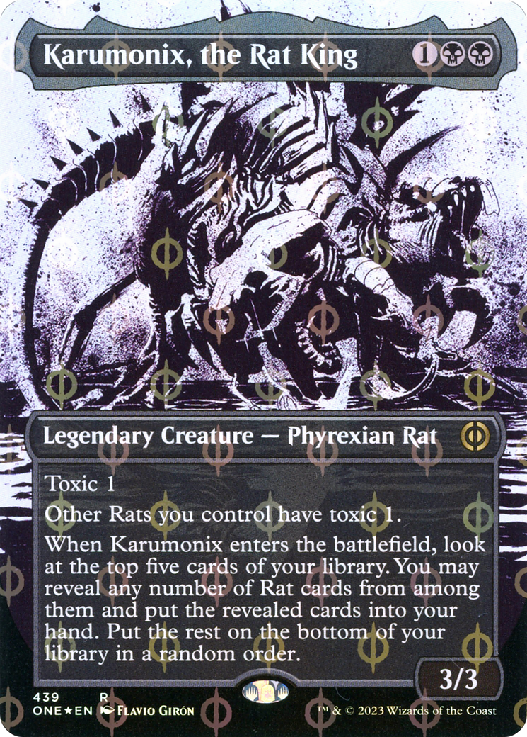 Karumonix, the Rat King (Borderless Ichor Step-and-Compleat Foil) [Phyrexia: All Will Be One] | Exor Games New Glasgow