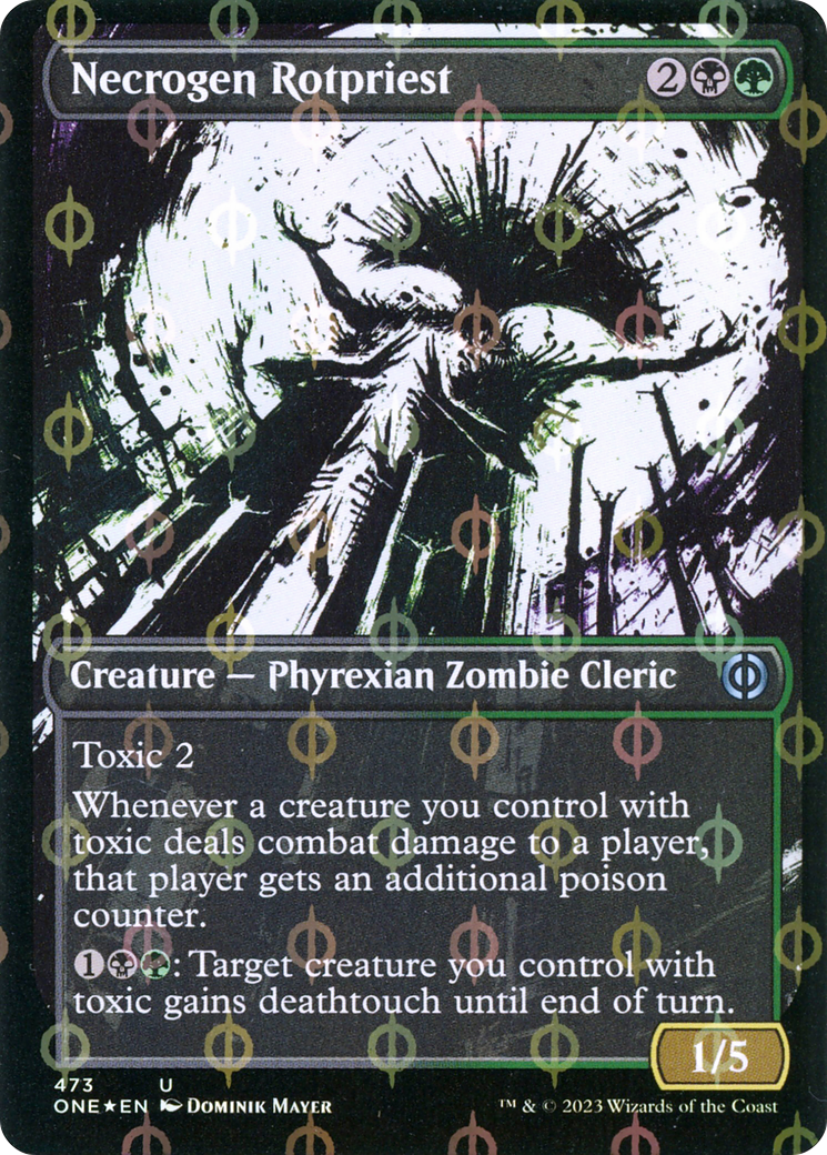 Necrogen Rotpriest (Borderless Ichor Step-and-Compleat Foil) [Phyrexia: All Will Be One] | Exor Games New Glasgow