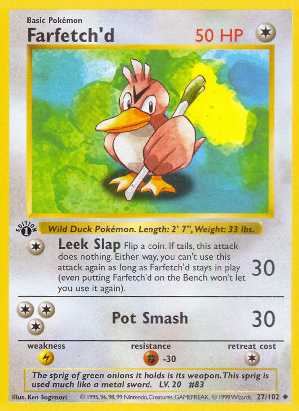 Farfetch'd (27/102) (Shadowless) [Base Set 1st Edition] | Exor Games New Glasgow