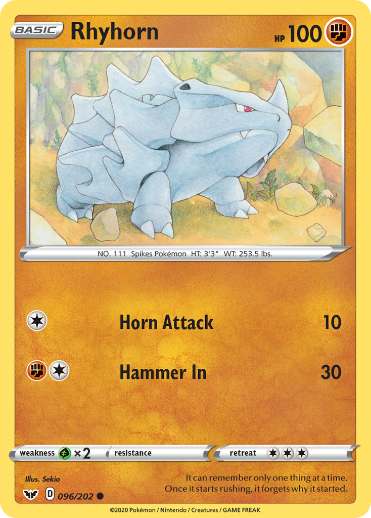 Rhyhorn (096/202) [Sword & Shield: Base Set] | Exor Games New Glasgow