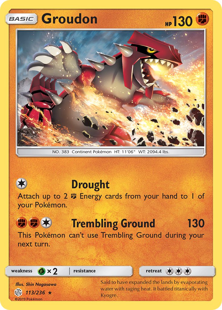 Groudon (113/236) (Cracked Ice Holo) (Theme Deck Exclusive) [Sun & Moon: Cosmic Eclipse] | Exor Games New Glasgow