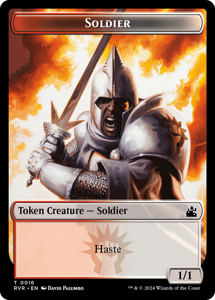 Elf Knight // Soldier Double-Sided Token [Ravnica Remastered Tokens] | Exor Games New Glasgow